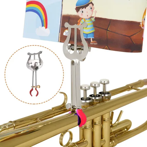 Vista 7 de lovermusic Reemplazo de clip de música con abrazadera de lira de marcha de trompeta plateada para piezas de instrumentos