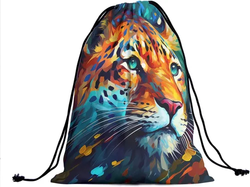 Vista 135 de Bolsa de agarre de gimnasia de piel de animal, bolsa de gimnasia con cordón ajustable, bolsa de cuerda para fauna silvestre, Mariposas Galaxy