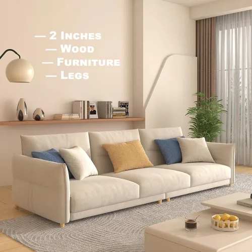 Vista 6 de Juego de 4 patas redondas de madera maciza de 2 pulgadas, reemplazo de patas cortas de madera maciza para sofá, patas de sofá, patas de aparador