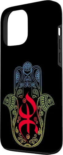 Vista 2 de Funda para iPhone 13 Pro Max Khamsa Amazigh Berber con símbolo de Yaz con colores vibrantes de la bandera