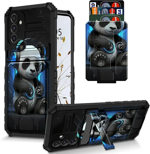 Vista 26 de Funda para Galaxy S21 FE 5G 2022 con soporte, funda de doble capa de policarbonato duro de TPU suave, estampado de vaca, estampado animal