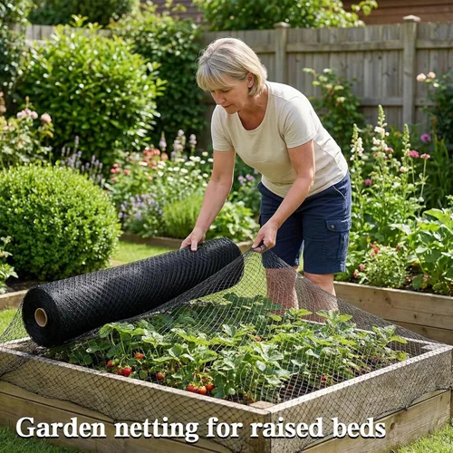 Vista 4 de Red para pájaros, red de jardín de 7.5 x 65 pies para gallinero, valla de red para aves de corral para árboles frutales, plantas y verduras contra