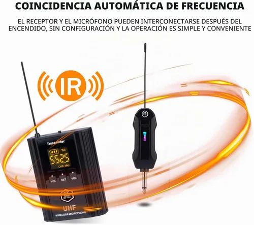 Vista 2 de W IN-MIX Sistema de micrófono inalámbrico UHF – 1 paquete con auriculares y micrófonos Lavalier, rango de 100 pies, 30 canales seleccionables