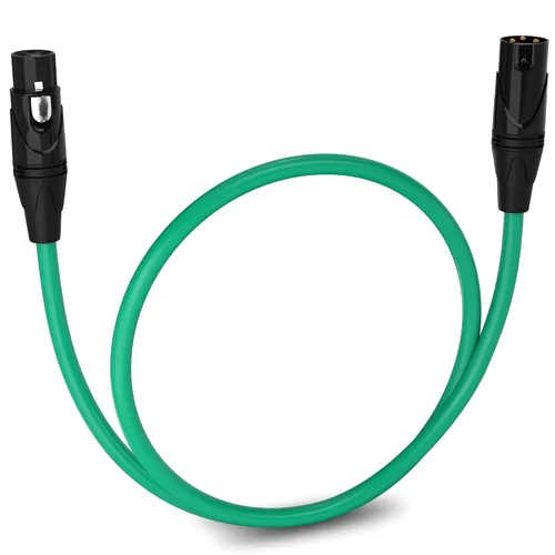 Vista 138 de LyxPro Cable de micrófono XLR hembra a macho de ángulo recto de 3 pines de 1.5 pies para altavoces amplificados, interfaz de audio, rendimiento
