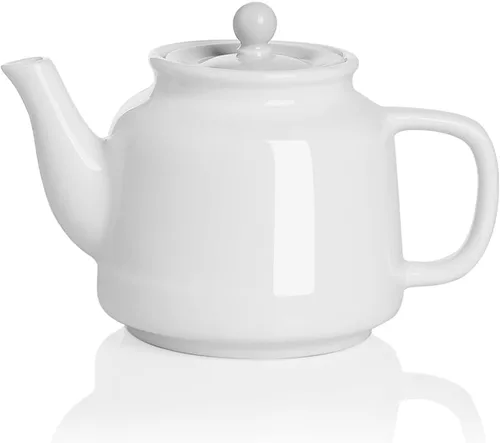 Vista 7 de Sweejar - Tetera de cerámica, tetera de porcelana de 30 onzas con infusor Azul