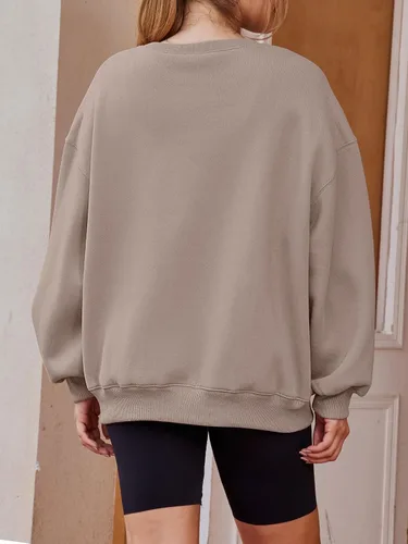 Vista 4 de EFAN Sudaderas de manga larga para mujer, cuello redondo, sudadera casual para otoño 2023