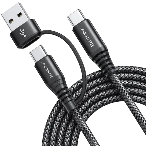 Vista 9 de Cable AINOPE USB C a USB C, Cable USB C de 1 Pie de Carga Rápida con Adaptador USB a USB C, Cable USB a USBC de 60W para iPhone 17 Pro Max Air, Gris