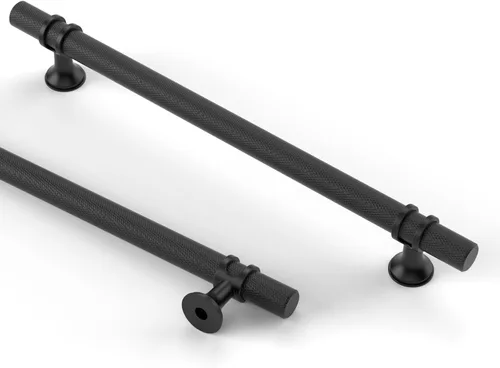 Vista 22 de Asidrama - Paquete de 10 manijas para gabinete de cocina de 3 pulgadas (76mm) de color negro mate y bronce champán, tiradores para gabinete