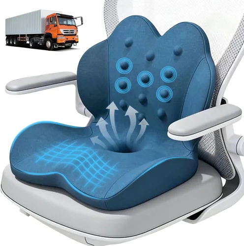 Vista 8 de Cojín de asiento de espuma viscoelástica con soporte lumbar para alivio del dolor de ciática y coxis, silla de oficina, silla de ruedas, asiento