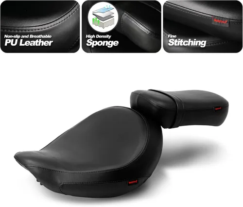 Vista 3 de Asiento de pasajero de motocicleta negro sin patrón compatible con Shadow ACE VT750 VTC750C VTC750CD 1998-2003