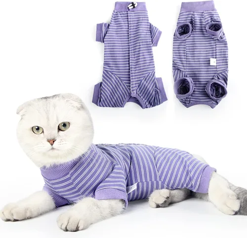 Vista 10 de LIANZIMAU Traje profesional de recuperación quirúrgica para gatos, para macho, hembra, perro, heridas abdominales, cono alternativo, collar