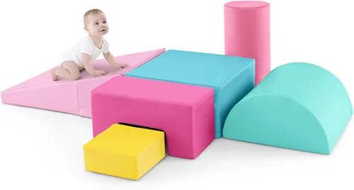 Vista 13 de Costzon Juego de escalada y gateo para niños pequeños, 6 piezas con cubierta de poliuretano para gatear, escalar y caminar, bloques de escalada