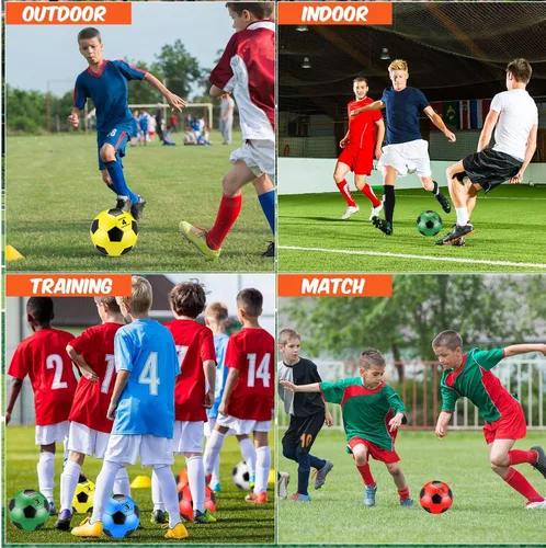 Vista 5 de Deekin 12 pelotas de fútbol a granel con bomba desinflada, tamaños 3, 4, 5, tamaño oficial, pelota de fútbol deportiva para niños, jóvenes