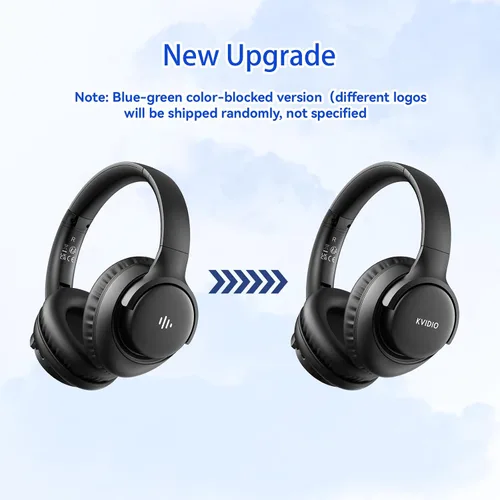 Vista 6 de KVIDIO Auriculares Bluetooth, auriculares inalámbricos con micrófono, tiempo de funcionamiento de 65 horas, auriculares sobre la oreja
