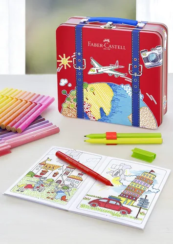 Vista 3 de Faber-Castell Bolígrafos de fieltro de 40 conectores en lata de regalo de maleta