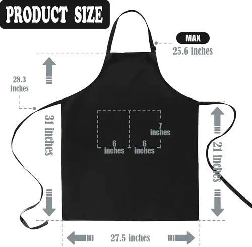 Vista 2 de Delantal ajustable a cuadros con bolsillo para hombres y mujeres, delantales impermeables, regalos para cocina, pintura, jardinería Negro y blanco a