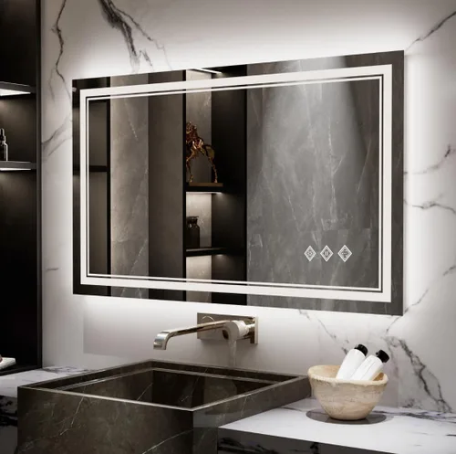 Vista 53 de Espejo LED para baño de 20 x 28 pulgadas con frente degradado y luz LED, espejo retroiluminado para baño, 3 colores, CRI > 90, espejo de baño