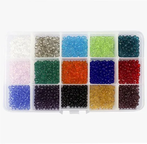 Vista 4 de LolliBeads (TM) Mezcla al por mayor Lote 0.157 in Briolette facetado Rondelle Cuentas de cristal para la fabricación de joyas con caja
