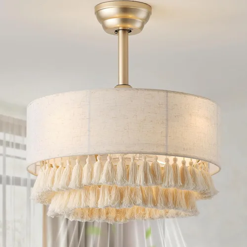 Vista 10 de Ventilador de techo bohemio con luz, lámpara de techo sin aspas de 20 pulgadas con luces para dormitorio, sala de estar, araña de granja de 6