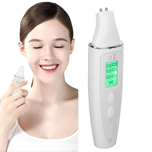 Vista 8 de Analizador de piel Analizador de aceite de piel, Mini medidor portátil Pantalla LCD Digital, Detector de aceite de agua para el cuidado de la piel