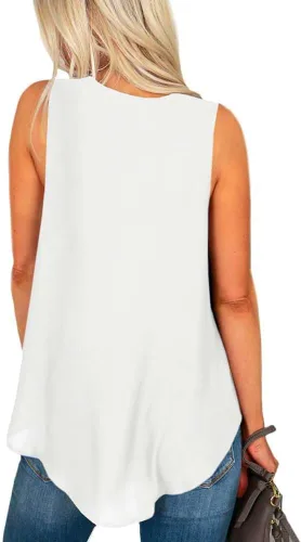 Vista 4 de Spadehill Camisetas sin mangas de gasa con cuello en V para mujer