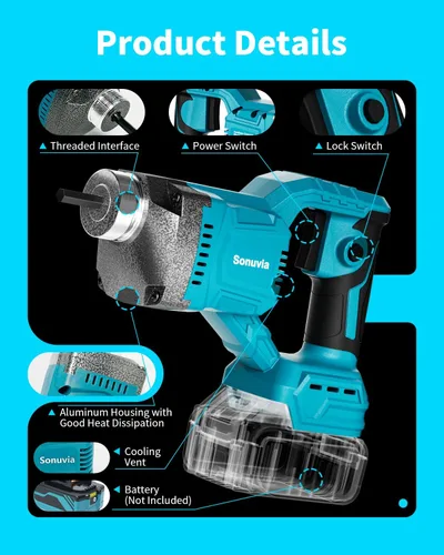 Vista 5 de Herramienta vibradora de hormigón inalámbrica compatible con batería Ma-kita de 18 V, vibrador de hormigón de 600 W con eje de 3.8 pies, herramienta