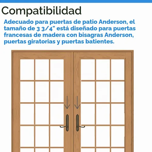 Vista 4 de 3-3/4 "Eje de manija de puerta para puerta de patio Andersen Frenchwood