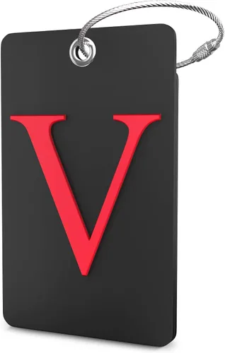 Vista 89 de Etiqueta de equipaje con inicial, totalmente flexible, con aro de acero inoxidable, letra G