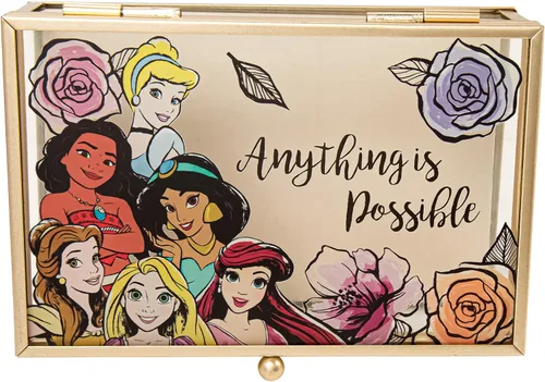 Vista 8 de Disney Princess Anything is Possible - Joyero de cristal con borde dorado con licencia