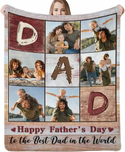 Vista 12 de Regalos para papá, manta de regalo personalizada con imagen, manta personalizada para el Día del Padre con foto, manta personalizada de cumpleaños
