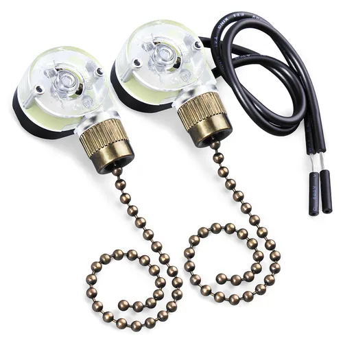 Vista 8 de Juego de 2 interruptores de cadena para ventilador de techo ZE 268S6, bronce