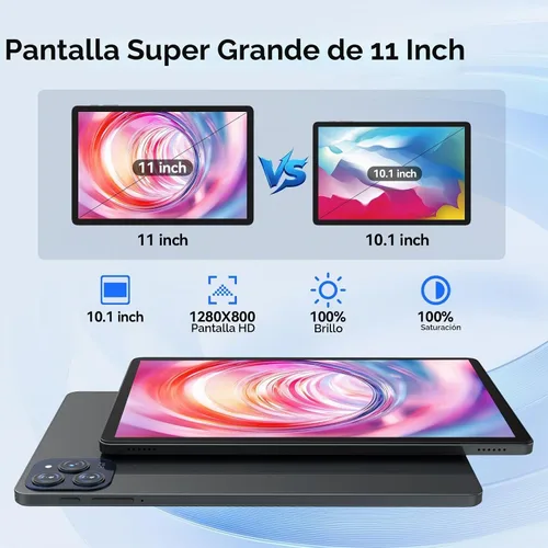 Vista 7 de Tablet Android 14 2025, tabletas de 11 pulgadas con celular dual 4G, 128 GB+16 (8+8 expandir) GB, procesador Octa-Core con cámaras HD duales de 13