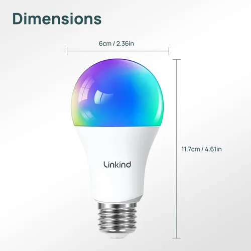 Vista 7 de Bombilla Inteligente Linkind Matter, 1100LM 75W Bombillas Inteligentes que Funcionan con Alexa/Apple Home/Google Home/SmartThings, Bombillas LED