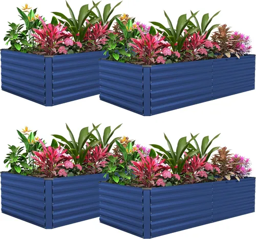 Vista 29 de Cama de jardín elevada con enrejado de arco para plantas trepadoras, cama de jardín elevada galvanizada, jardineras al aire libre para verduras