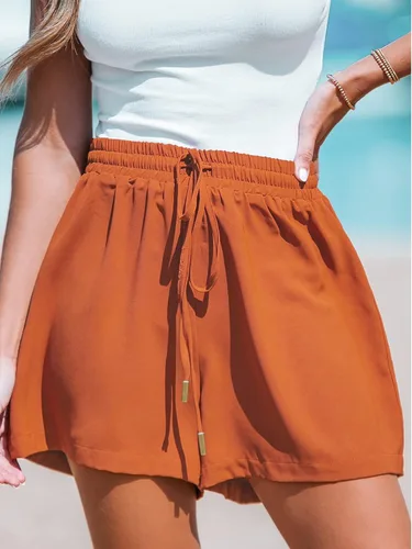 Vista 4 de CUPSHE Pantalones cortos de pierna ancha con cordón de verano para mujer, pantalones casuales