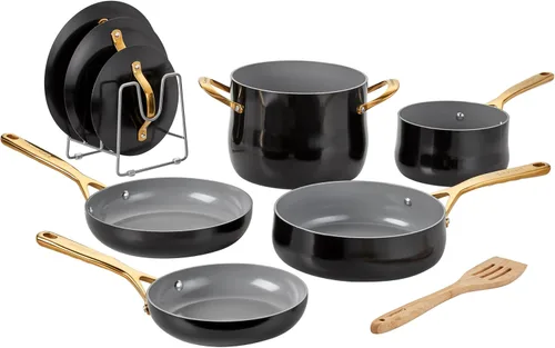Vista 6 de Cuisinart Juego de utensilios de cocina de cerámica, antiadherentes de 12 piezas para cocinar con calor uniforme, apto para lavavajillas, asas
