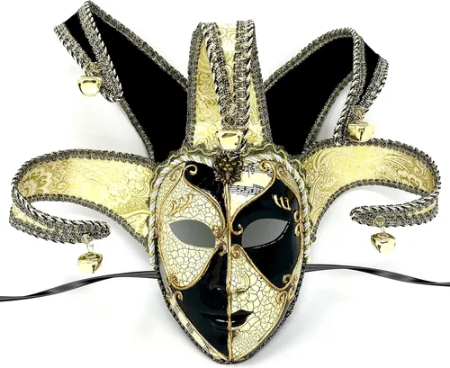 Vista 11 de Máscara veneciana para disfraz de mascarada, máscaras de bufón para baile Holloween Mardi Gras fiesta de cosplay