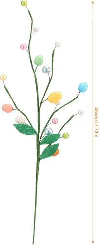 Vista 9 de 6 palillos artificiales de huevos de Pascua, ramas florales, coloridos huevos de Pascua, guirnalda de huevos de Pascua, palillos de flores, ramo