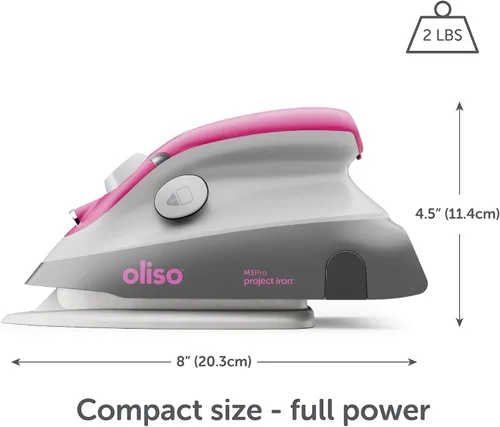 Vista 2 de Oliso M3Pro Project Steam Iron with Solemate (Raspberry) + MultiMat Wool Pressing Pad 2pk