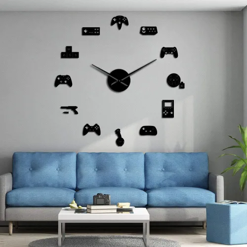 Vista 9 de The Geeky Days Controlador de juegos de video DIY reloj de pared gigante juego joysticks pegatinas Gamer arte de pared video juegos signos niño