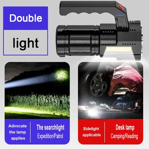 Vista 2 de Sentmoon Linternas LED recargables, linterna de camping portátil súper brillante, 4 modos de 2 tipos de luz, reflector grande para pesca, senderismo