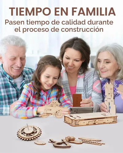 Vista 6 de ROKR Rompecabezas 3D para adultos, rompecabezas de madera, juegos de construcción de modelos de prensa de impresión clásica, manualidades de madera