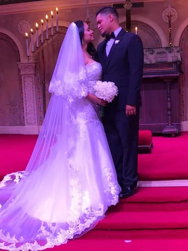 Vista 5 de Vestido de novia formal sin tirantes con encaje, largo de sirena para mujer 2019 WD162