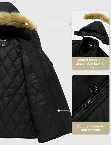 Vista 3 de Soularge Chaqueta tipo parka con capucha pesada y cálida de invierno para hombre