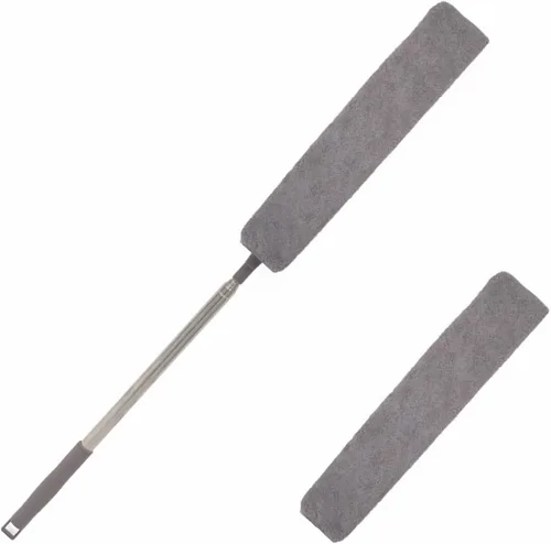 Vista 10 de Limpiador de polvo retráctil, herramienta de limpieza debajo del refrigerador/sofá, plumero de microfibra con poste extensible de 25 a 55 pulgadas