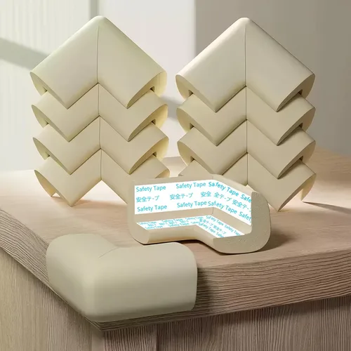 Vista 17 de ZOMPAGO Rollo protector de bordes de bebé (6.56 pies) y 8 protectores de esquina, protectores de esquina de espuma blanca para muebles, esquinas
