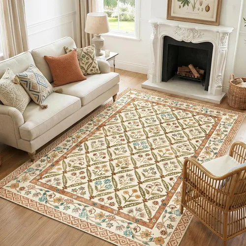 Vista 20 de jinchan Haden - Alfombra de entrada de 2 x 3 pulgadas, diseño floral vintage, lavable, suave, antideslizante, de pelo bajo, para puerta, cocina