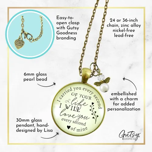 Vista 27 de Gutsy Goodness Miscarriage Necklace Comforting Sentimental Handmade Jewelry For Mom - Pendant, Message Card, Keepsake Gift Box
