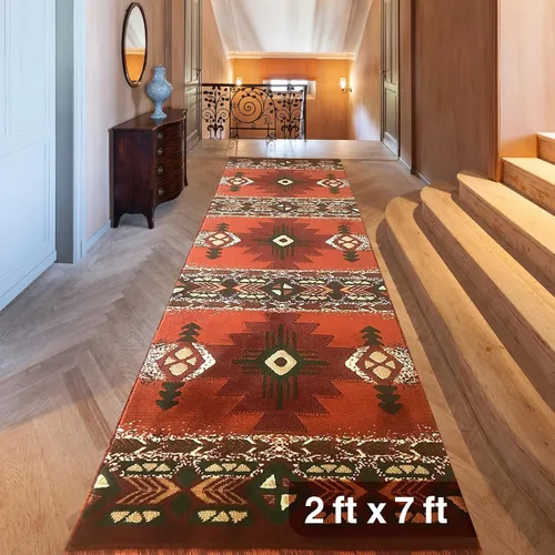 Vista 96 de YHSF South West - alfombra estilo nativo americano del suroeste C318 - fácil de limpiar, gruesa, suave, duradera, alfombra inspirada en tribus