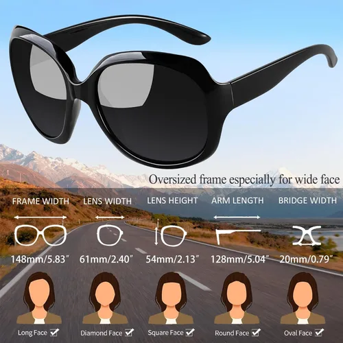 Vista 148 de Joopin Lentes de sol de gran tamaño para mujer, polarizados, grandes, para conducción, protección UV, grandes sombras